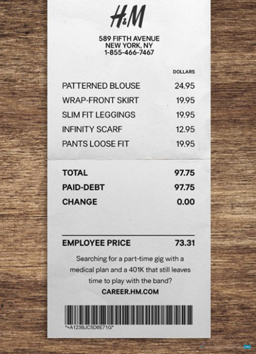 Download H&M store payment check Photoshop template